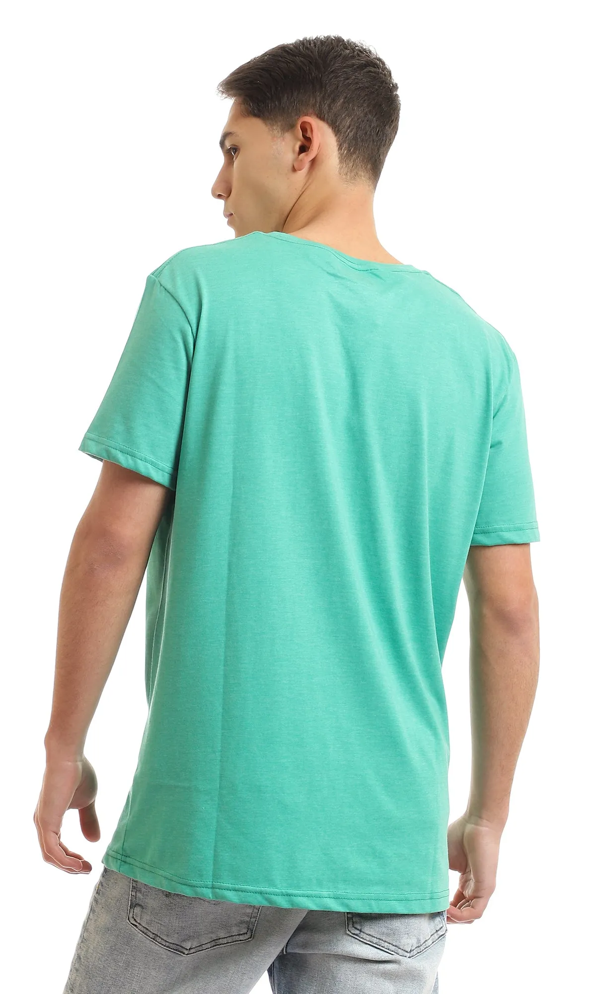 97680 V Neck Slip On Heather Light Green T-Shirt