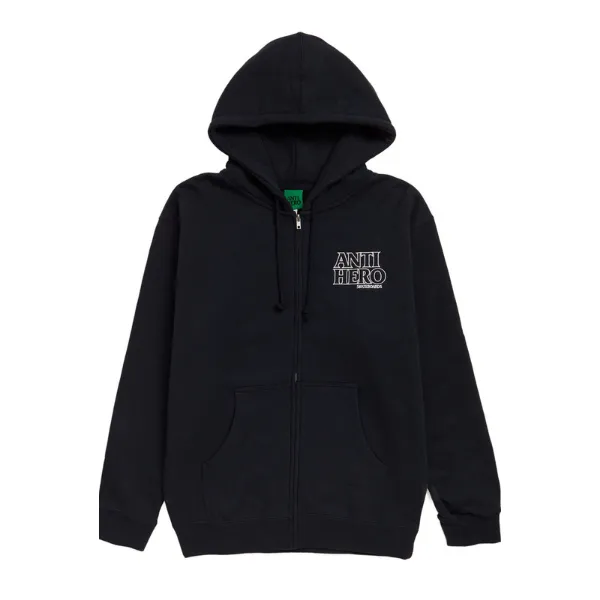 Anti Hero Lil Black Hero Outline Zip Up Hoodie Navy/White