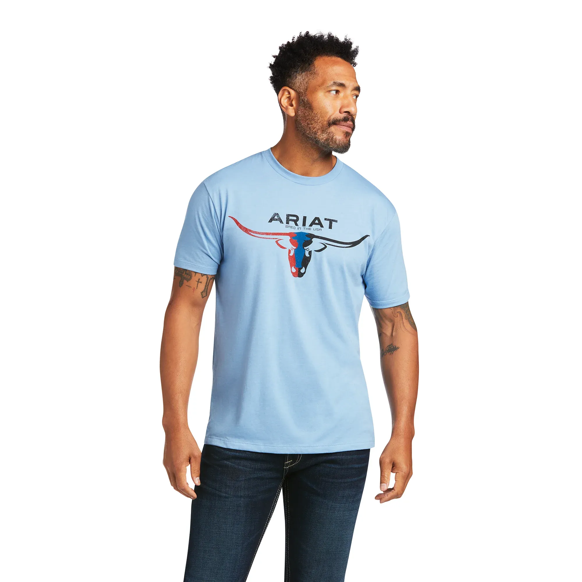 Ariat Men's Bred In The USA Light Blue Short Sleeve T-Shirt