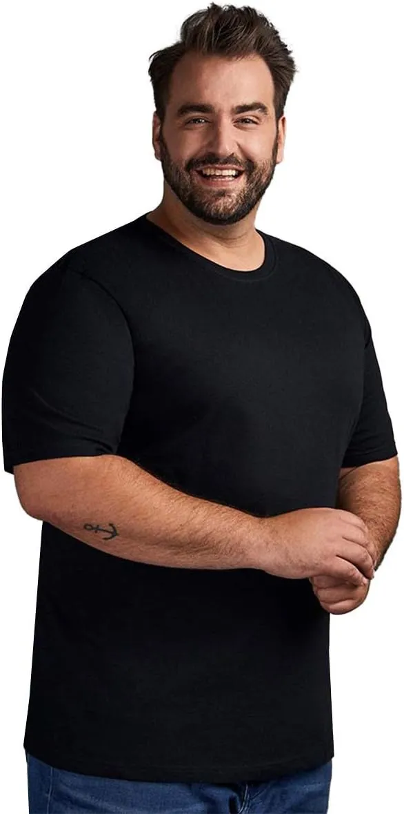BILLIONHATS 3 Pack Mens Cotton Short Sleeve Lightweight T-Shirts, Bulk Crew Tees for Guys, Black Colors Bulk Pack