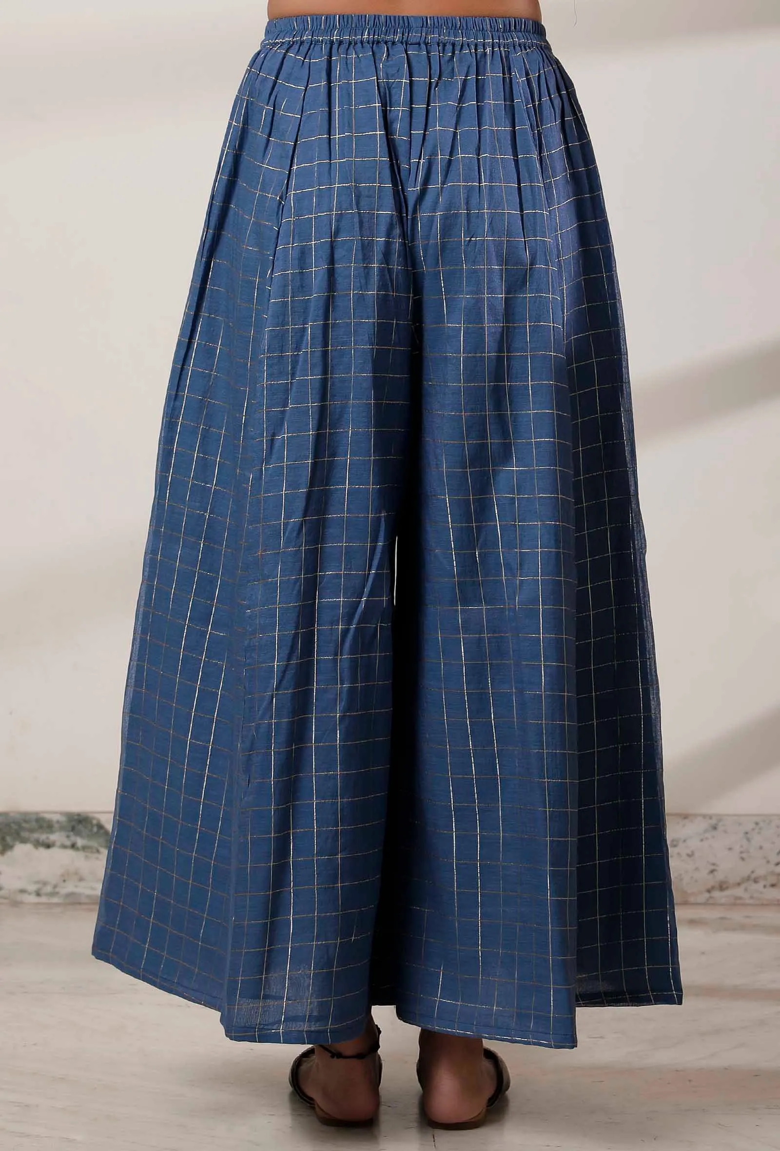 Blue Woven Chanderi Kali Palazzo