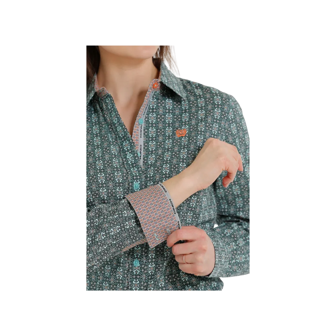 Cinch Women's Button Down Western Blue Light Shirt