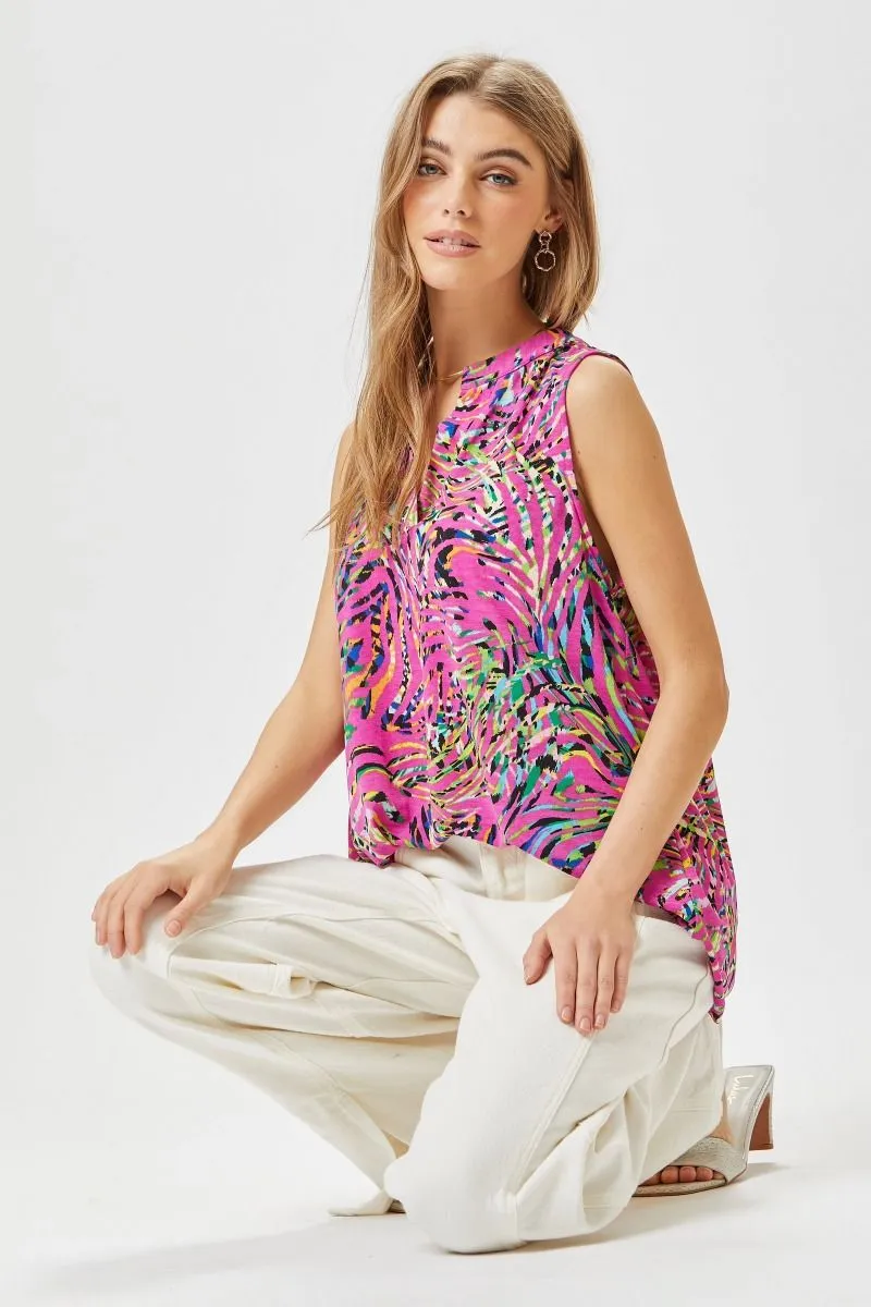 Dear Scarlett Lizzy Magenta Tiger Print Tunic Tank