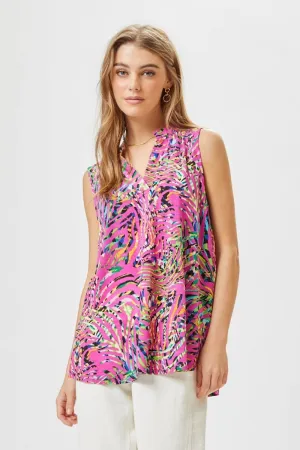 Dear Scarlett Lizzy Magenta Tiger Print Tunic Tank
