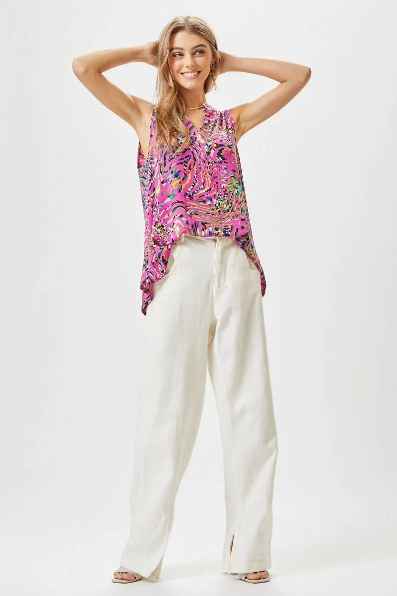 Dear Scarlett Lizzy Magenta Tiger Print Tunic Tank