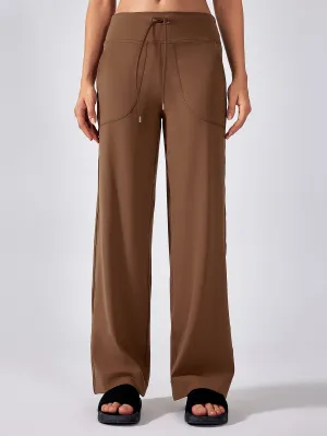 Drawstring Waist Wide-Leg Pocket Pants