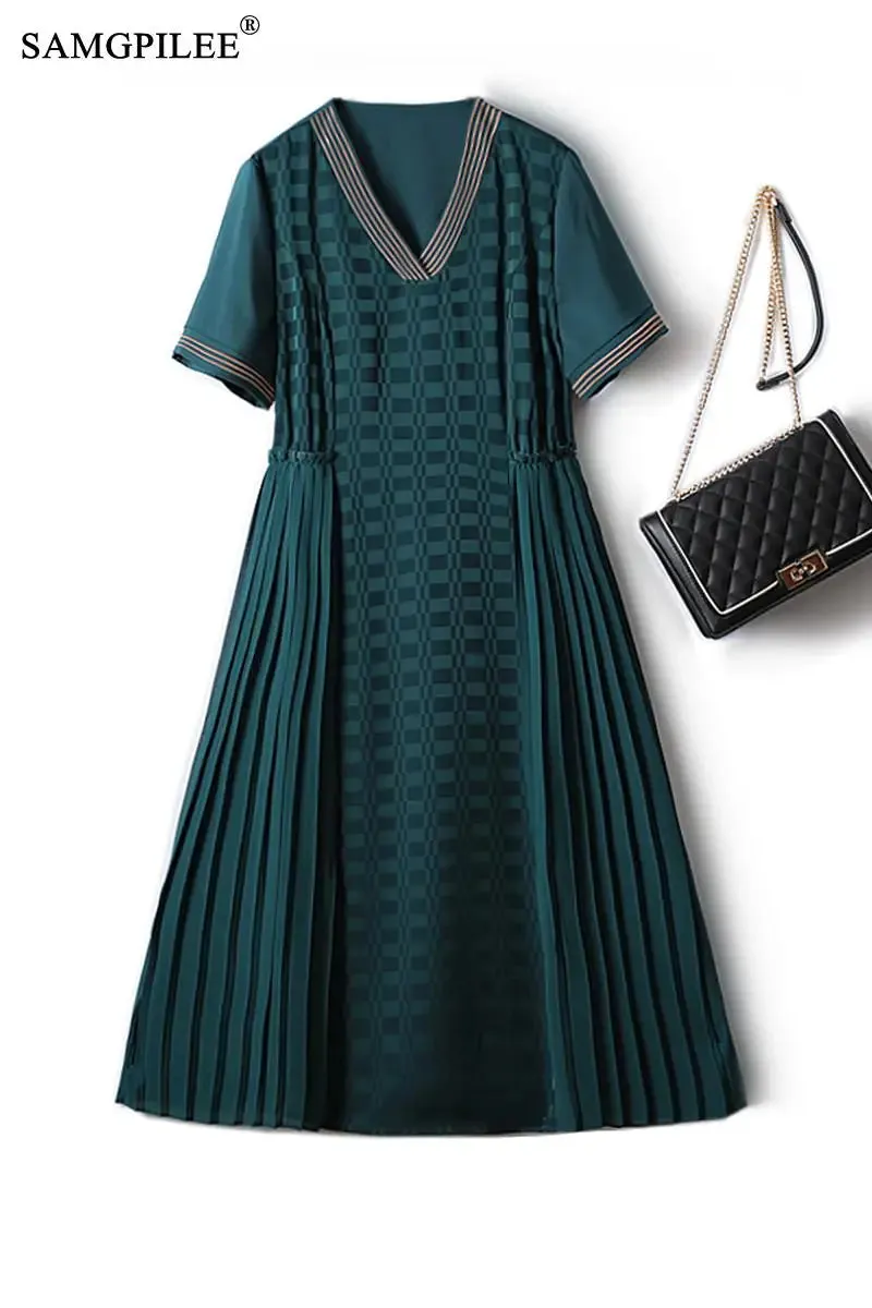 Elegant V-Neck Pleated Chiffon Party Dress