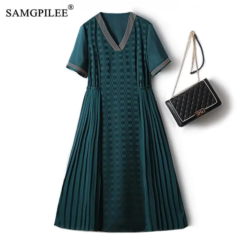 Elegant V-Neck Pleated Chiffon Party Dress
