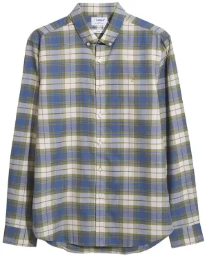 Farah Mens Brewer Check Long Sleeve Shirt Sheaf Blue