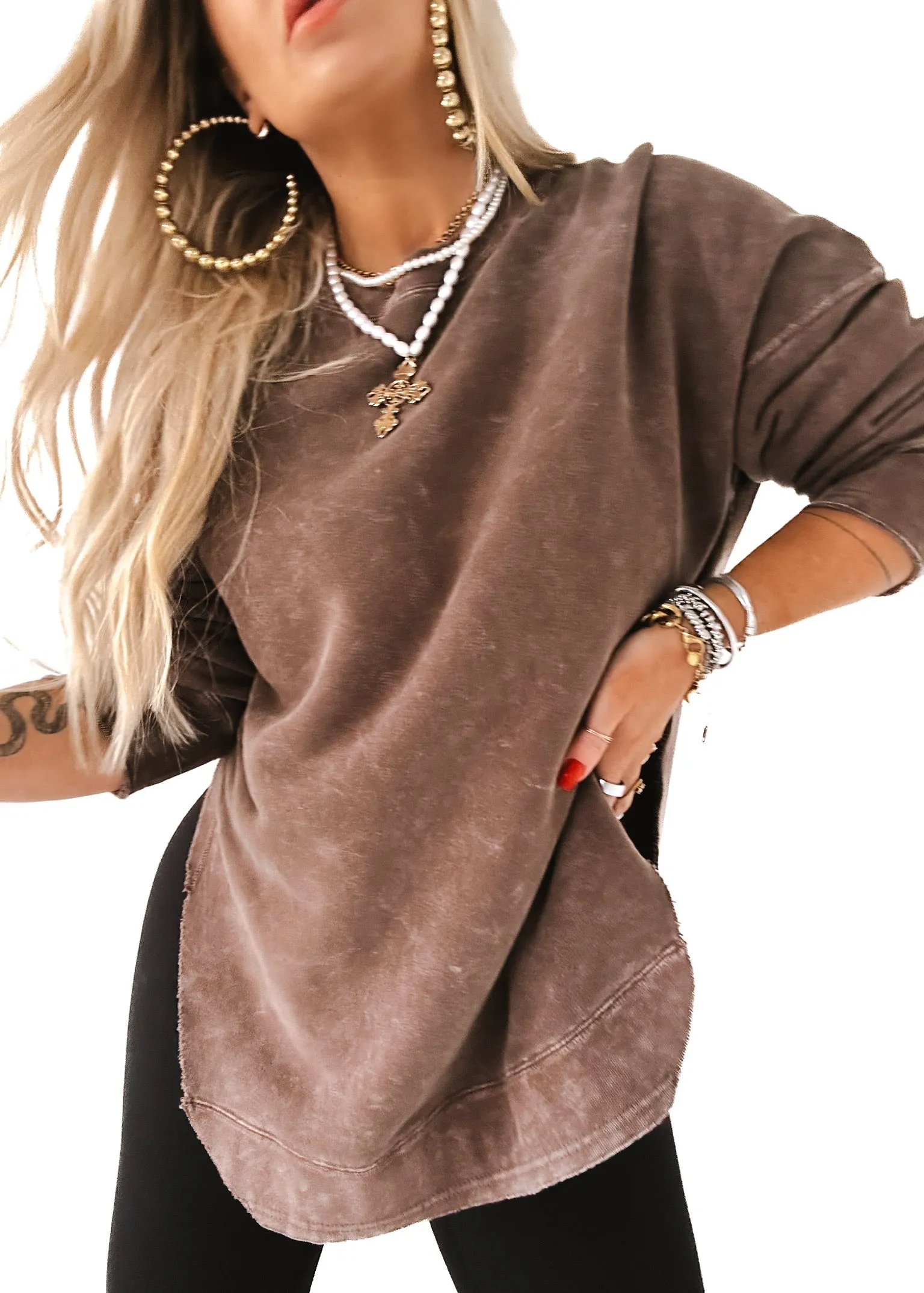 FEEL GOOD SIDE SLIT SWEATSHIRT