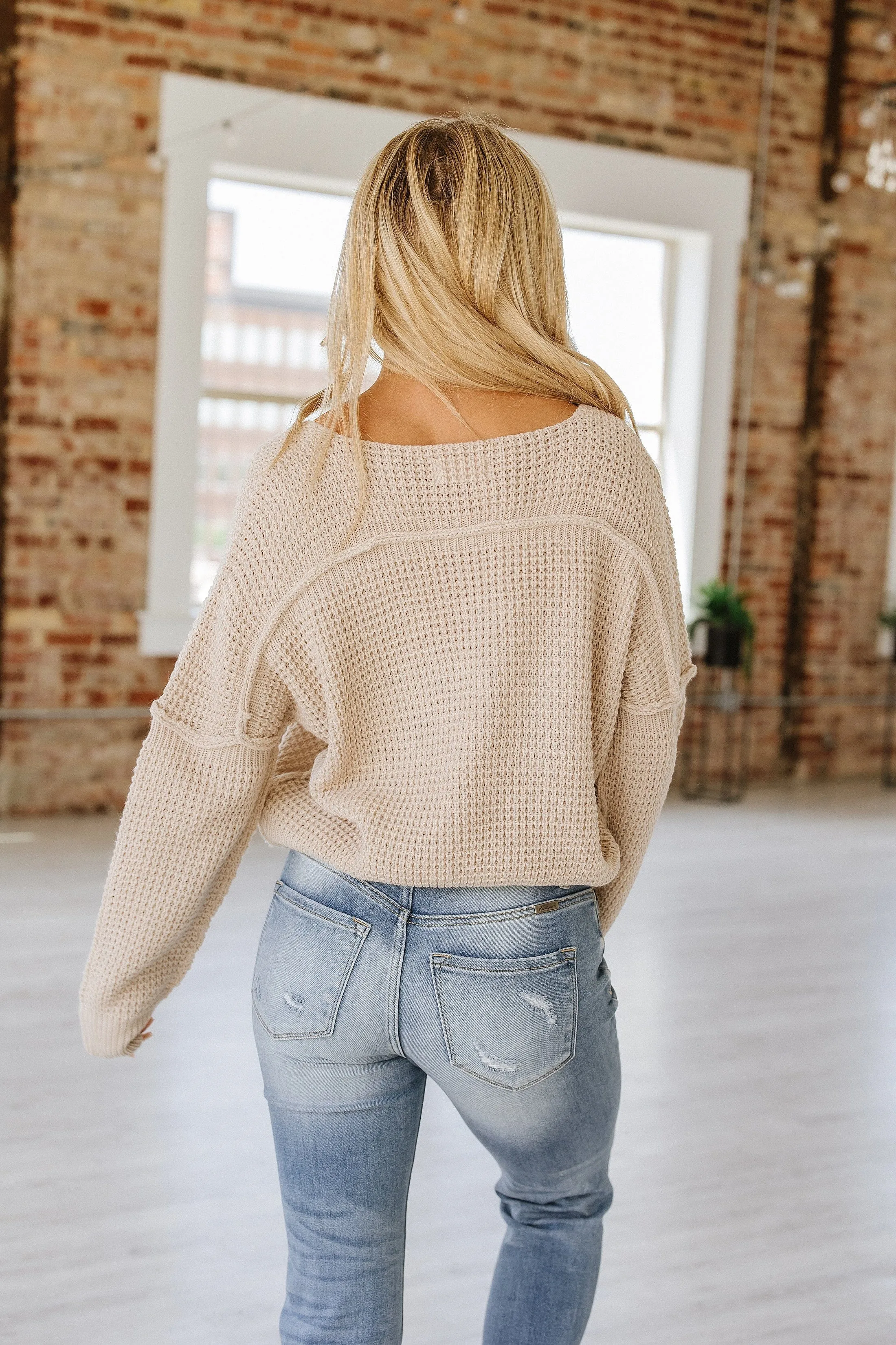 Giada Waffle Knit V-Neck Sweater | S-XL