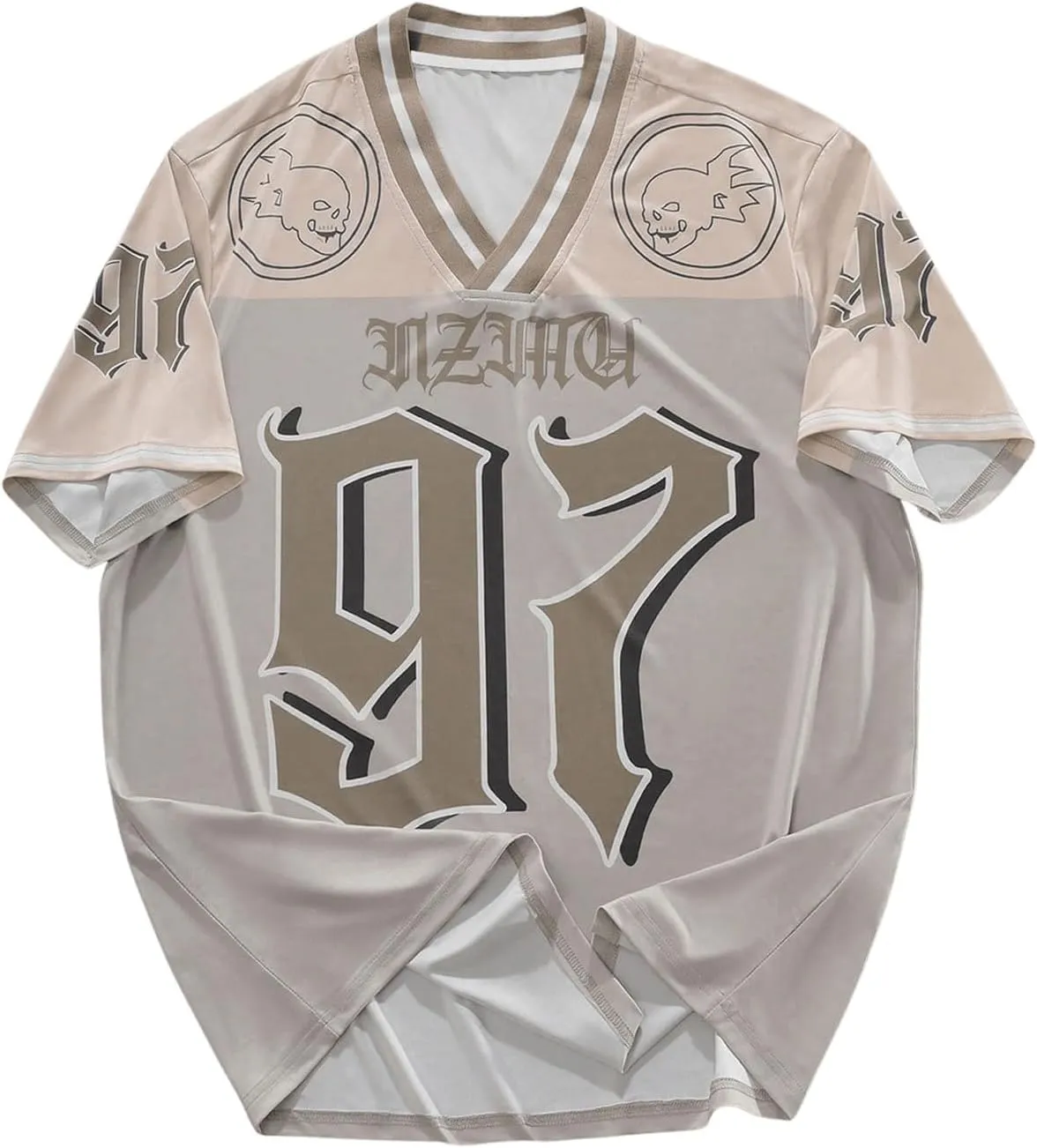 GORGLITTER Men's Plus Size Number Graphic Jersey Shirts V Neck Short Sleeve Oversized Tee Shirts