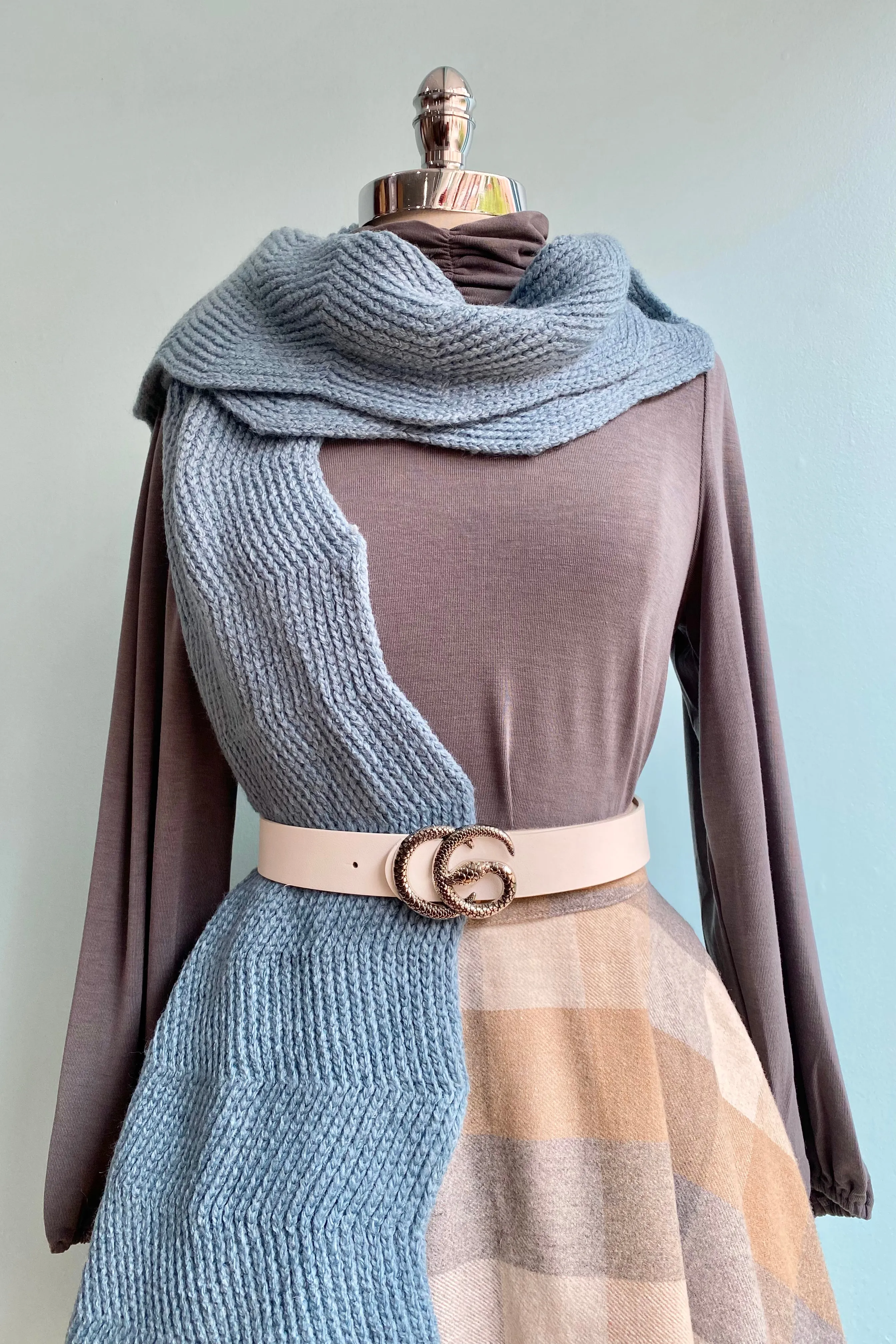 Grey Balloon Sleeve Turtleneck Top by Compania Fantastica