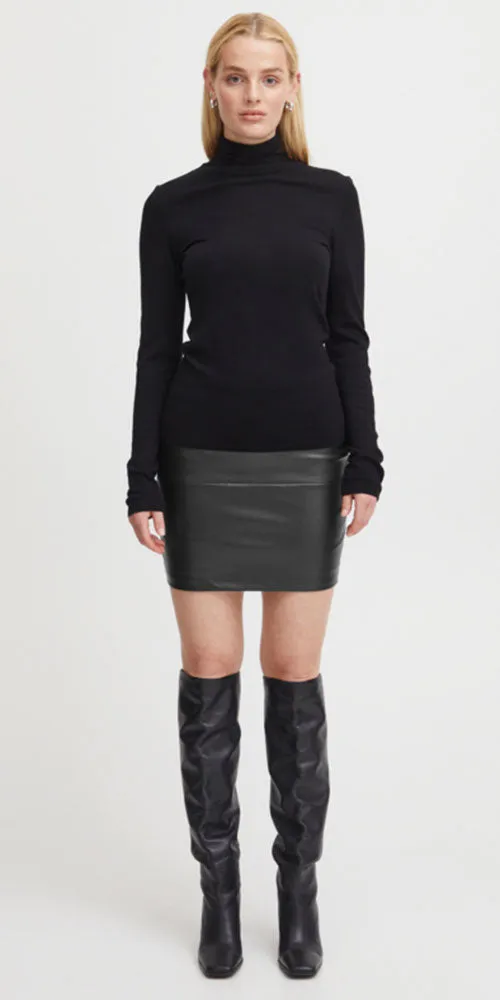 Ichi Fine Knit Turtleneck, solid black