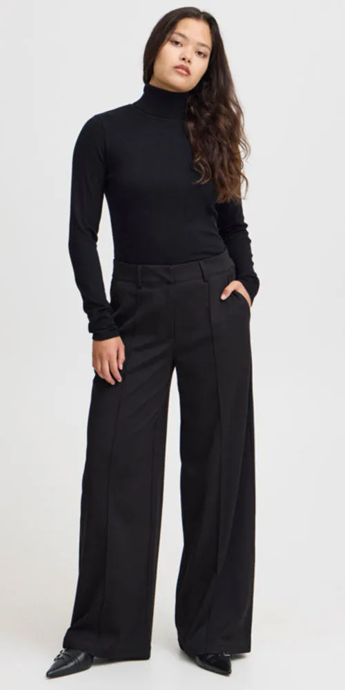 Ichi Fine Knit Turtleneck, solid black
