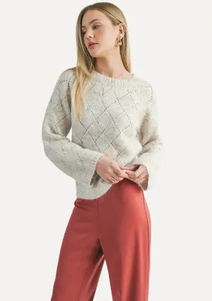 Irisha Diamond Pointelle Sweater - Oatmeal