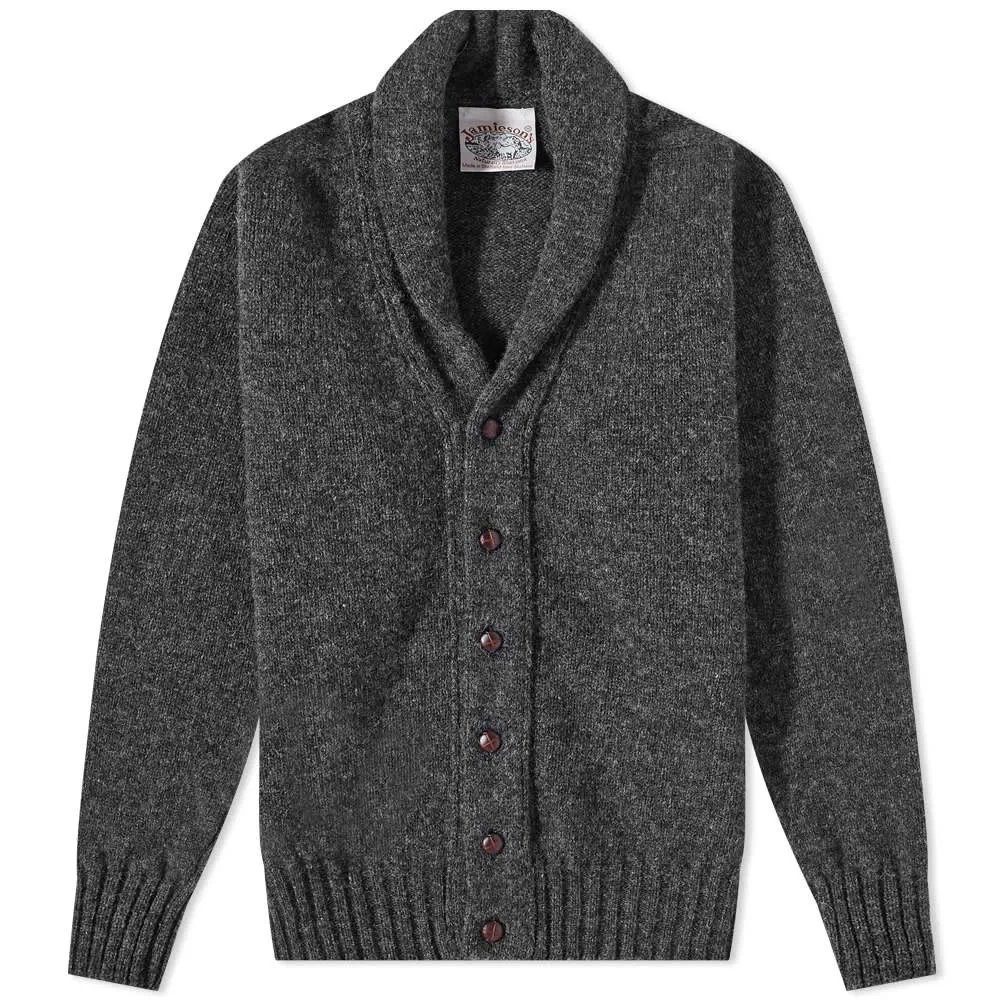 Jamiesons of Shetland Shawl Collar Cardigan with Elbow Patch