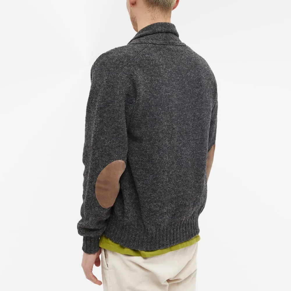 Jamiesons of Shetland Shawl Collar Cardigan with Elbow Patch