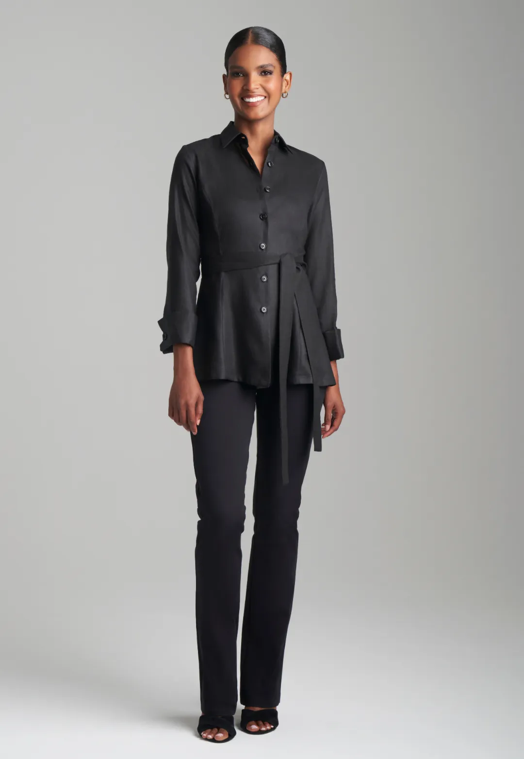 Keaton Linen Blouse in Black