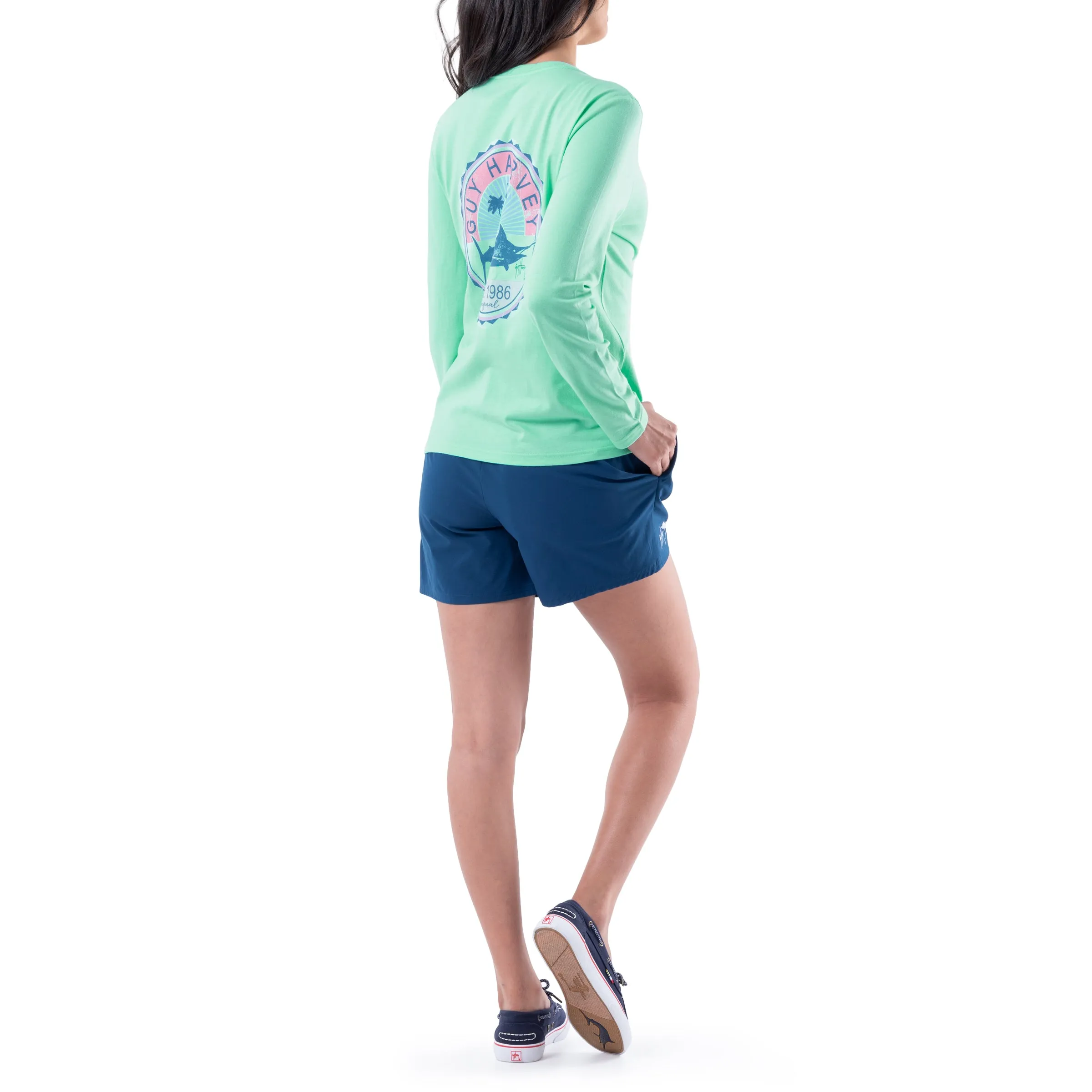 Ladies Stamp Long Sleeve V-Neck T-Shirt