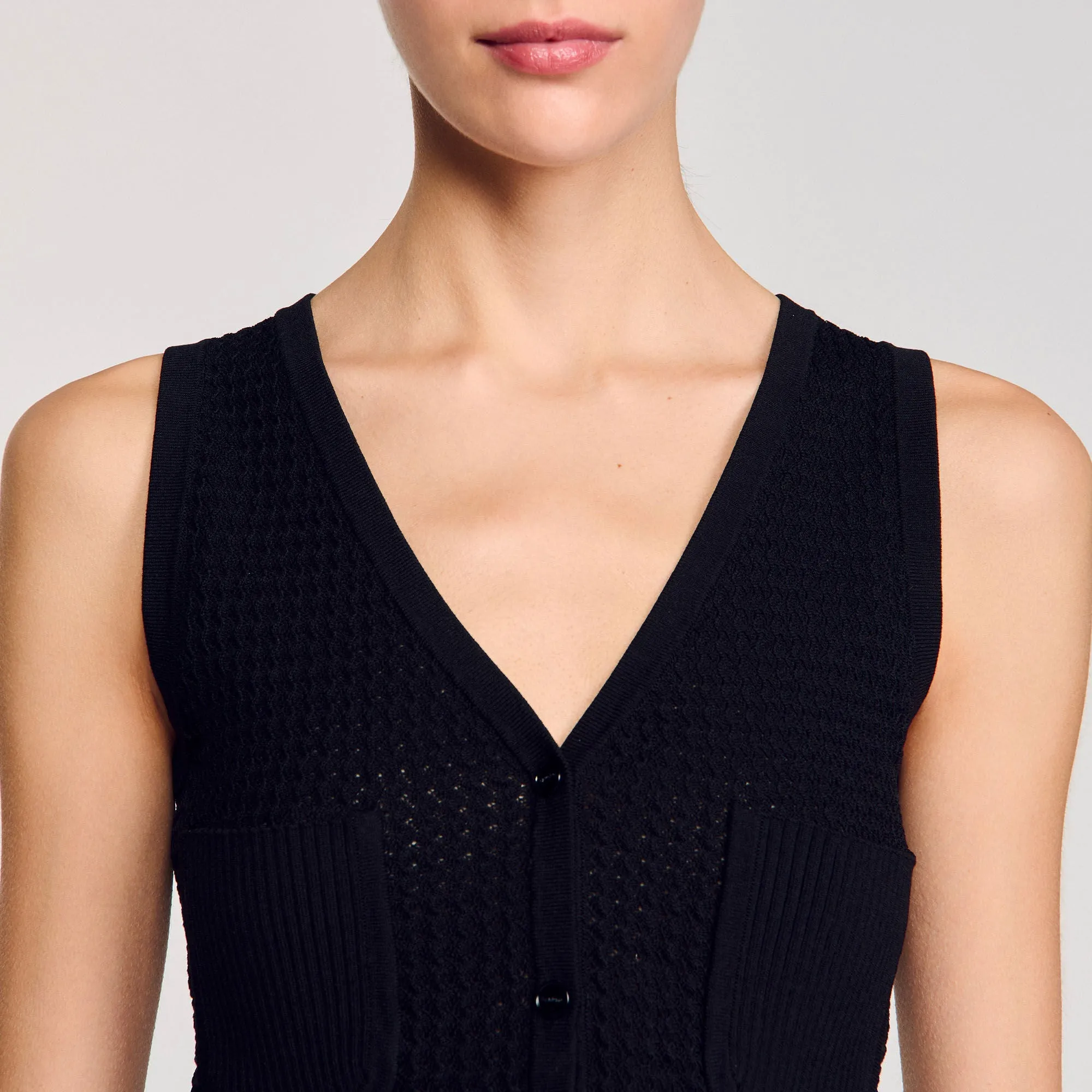 Laurent Decorative Knit Cardigan Black