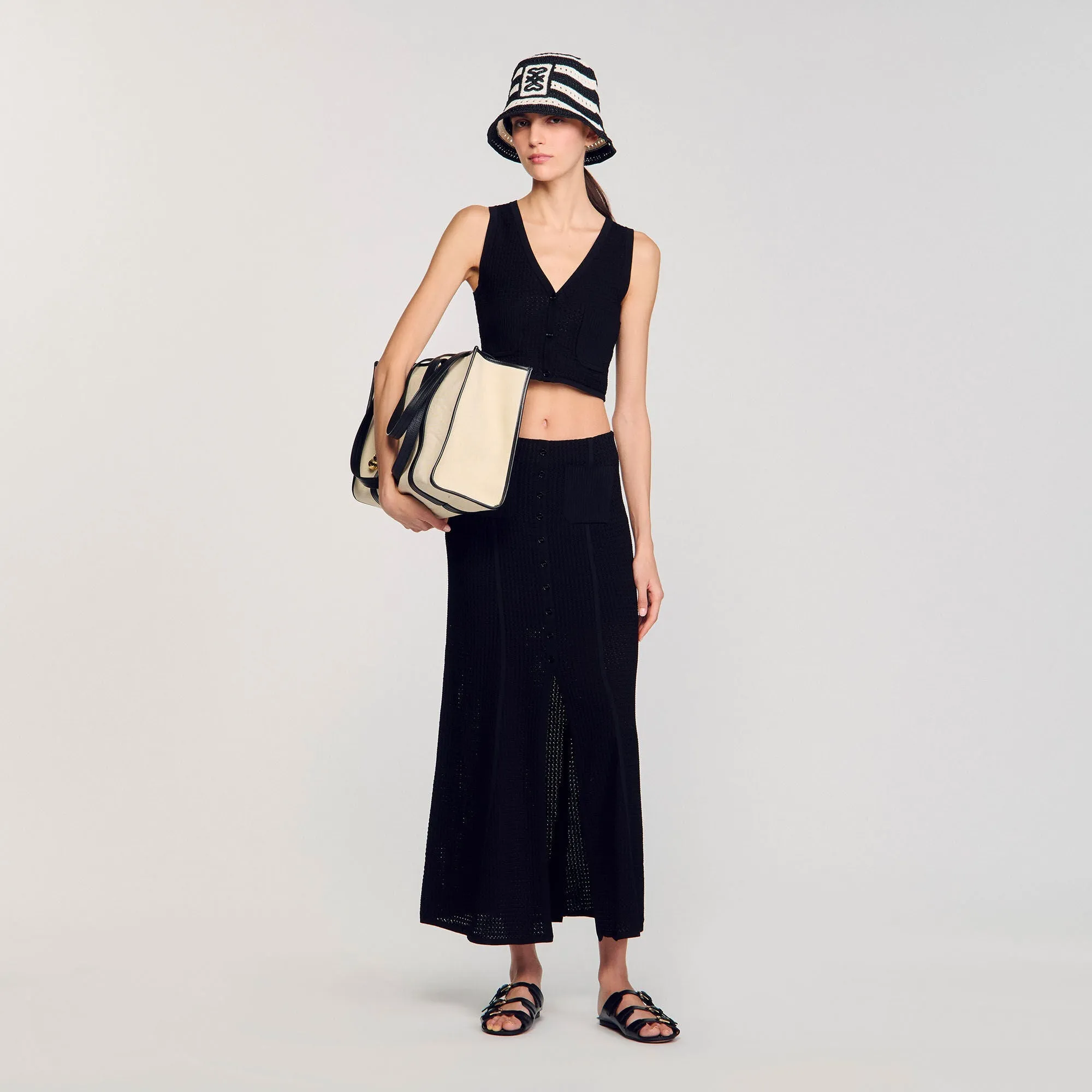 Laurent Decorative Knit Cardigan Black