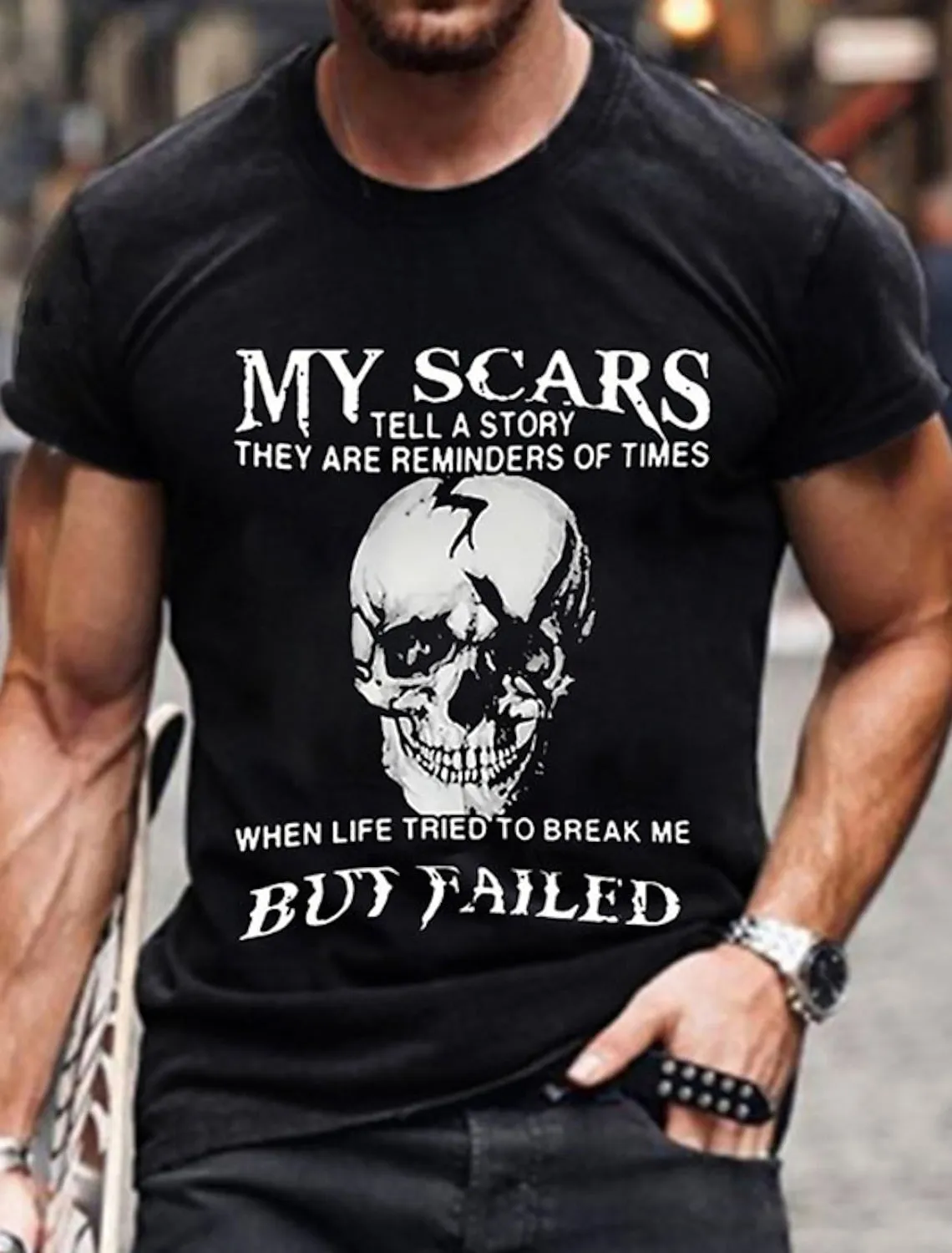 Letter Graphic Prints Skulls Black Navy Blue Dark Gray T shirt Tee Graphic Tee Men's Graphic Cotton Blend Shirt Casual Shirt Short Sleeve Comfortable Tee Outdoor Street Summer Fashion Designer