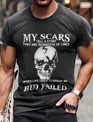 Letter Graphic Prints Skulls Black Navy Blue Dark Gray T shirt Tee Graphic Tee Men's Graphic Cotton Blend Shirt Casual Shirt Short Sleeve Comfortable Tee Outdoor Street Summer Fashion Designer