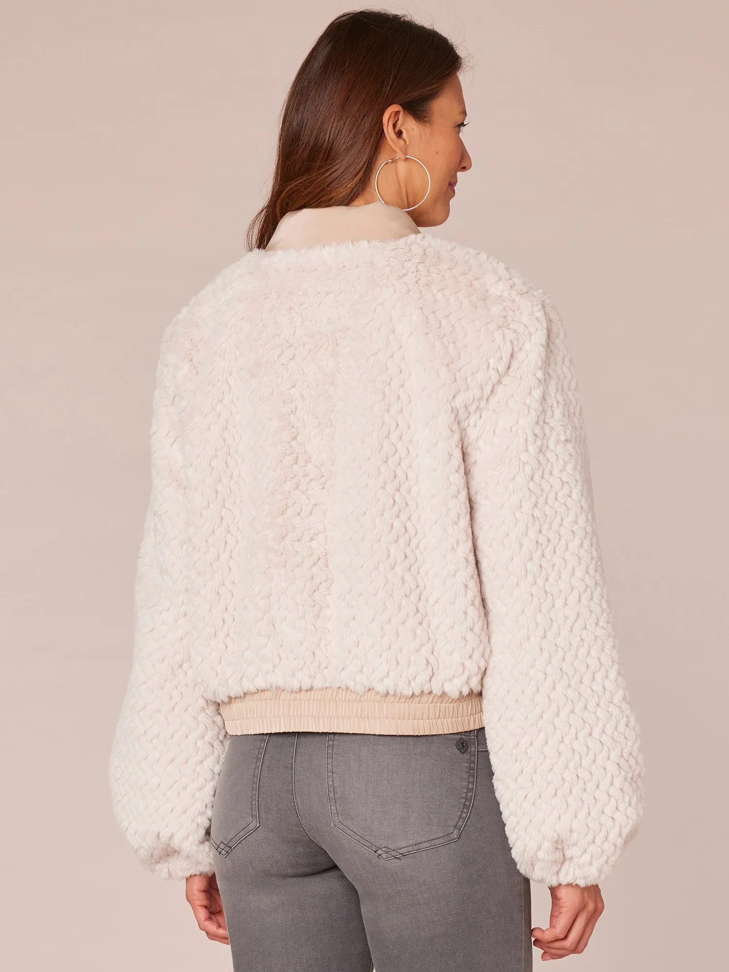Long Sleeve Mock Neck Zip Front Cropped Bomber Jacket