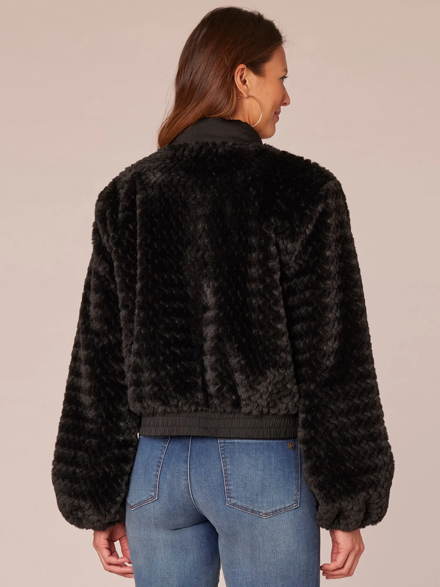 Long Sleeve Mock Neck Zip Front Cropped Bomber Jacket