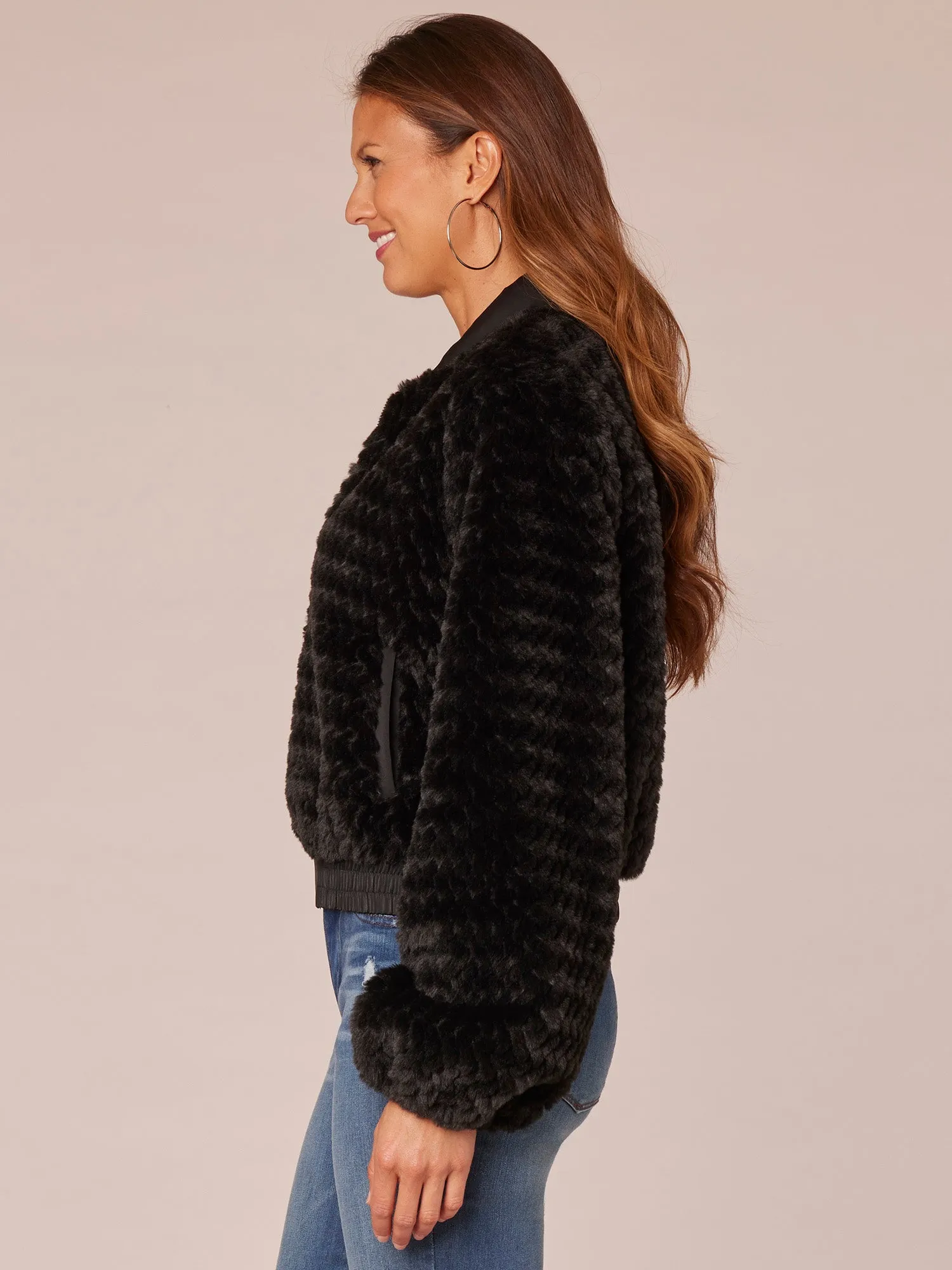 Long Sleeve Mock Neck Zip Front Cropped Bomber Jacket