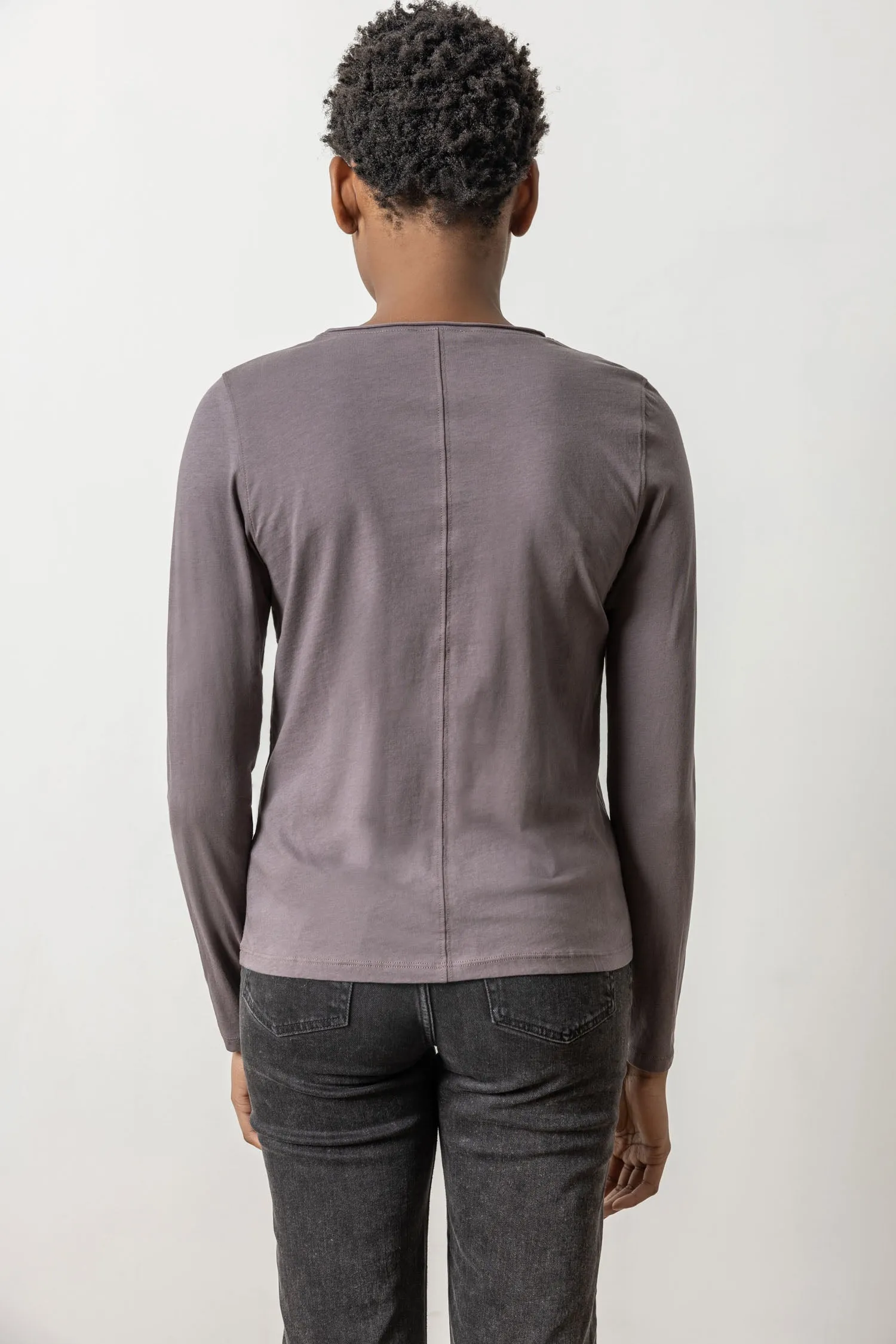 Long Sleeve Rolled Edge Crewneck