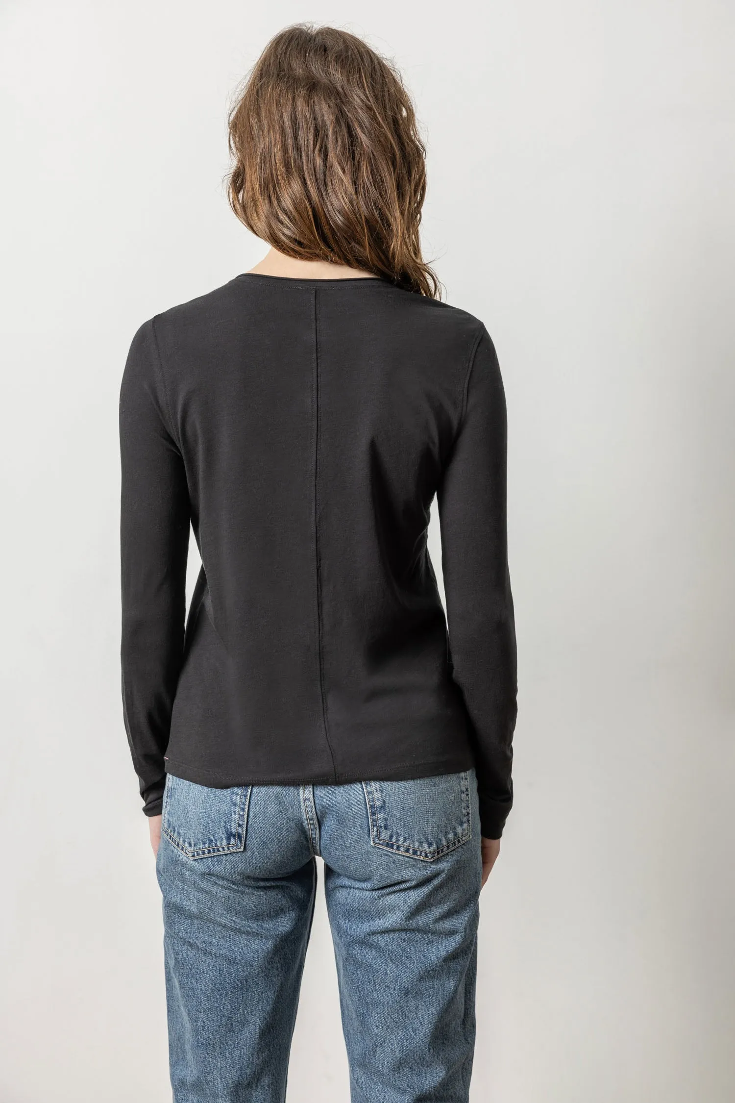 Long Sleeve Rolled Edge Crewneck