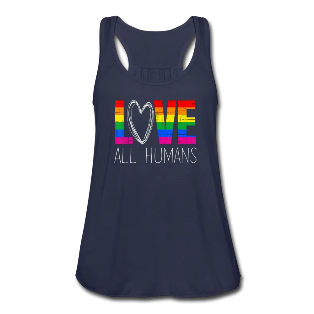 Love All Humans LGBTQ Pride Rainbow Womens Premium Flowy Tank Top