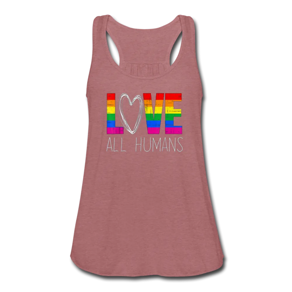 Love All Humans LGBTQ Pride Rainbow Womens Premium Flowy Tank Top