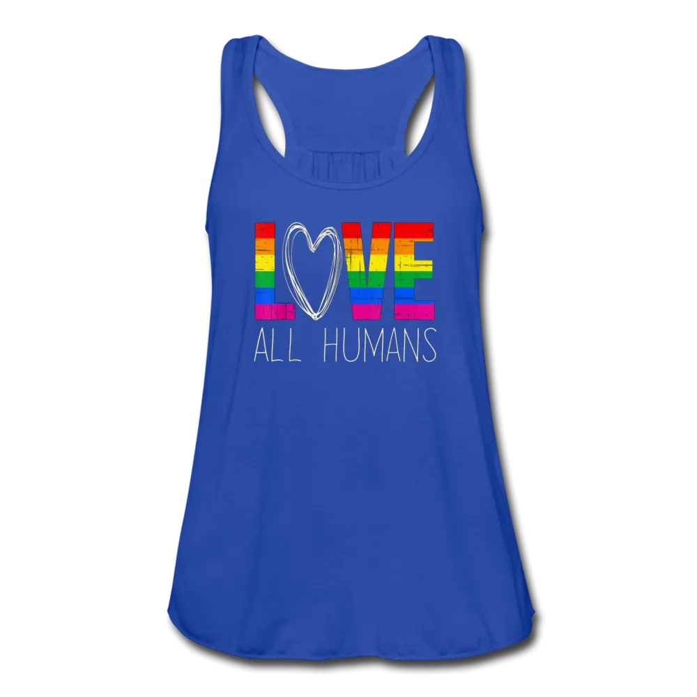 Love All Humans LGBTQ Pride Rainbow Womens Premium Flowy Tank Top