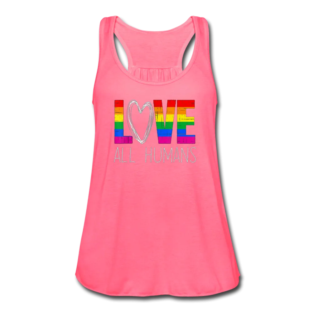 Love All Humans LGBTQ Pride Rainbow Womens Premium Flowy Tank Top