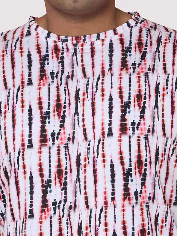 Men Plus Size Black & Red Spectrum Digital Printed Round Neck T-shirt