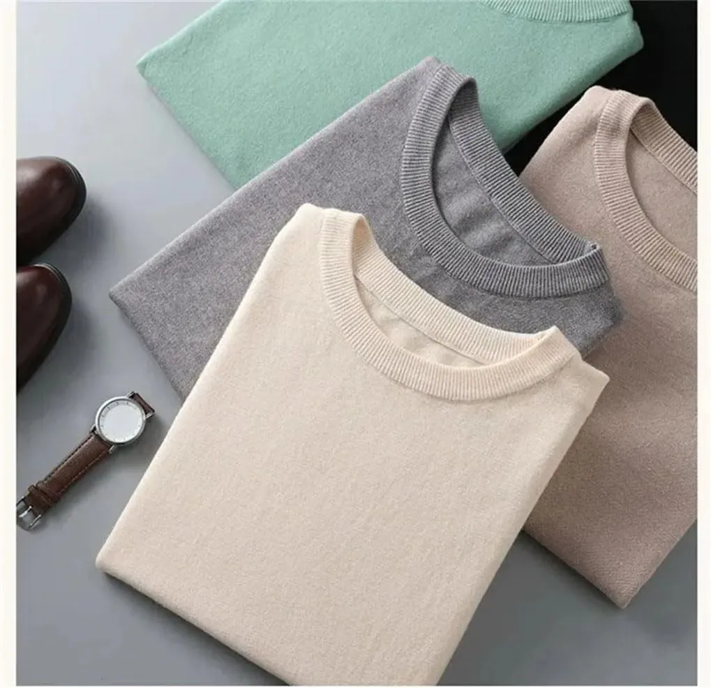 Mens Merino Wool T-Shirt Solid Basic Shirts Breathable Quick Dry Short Sleeve Tees Tops