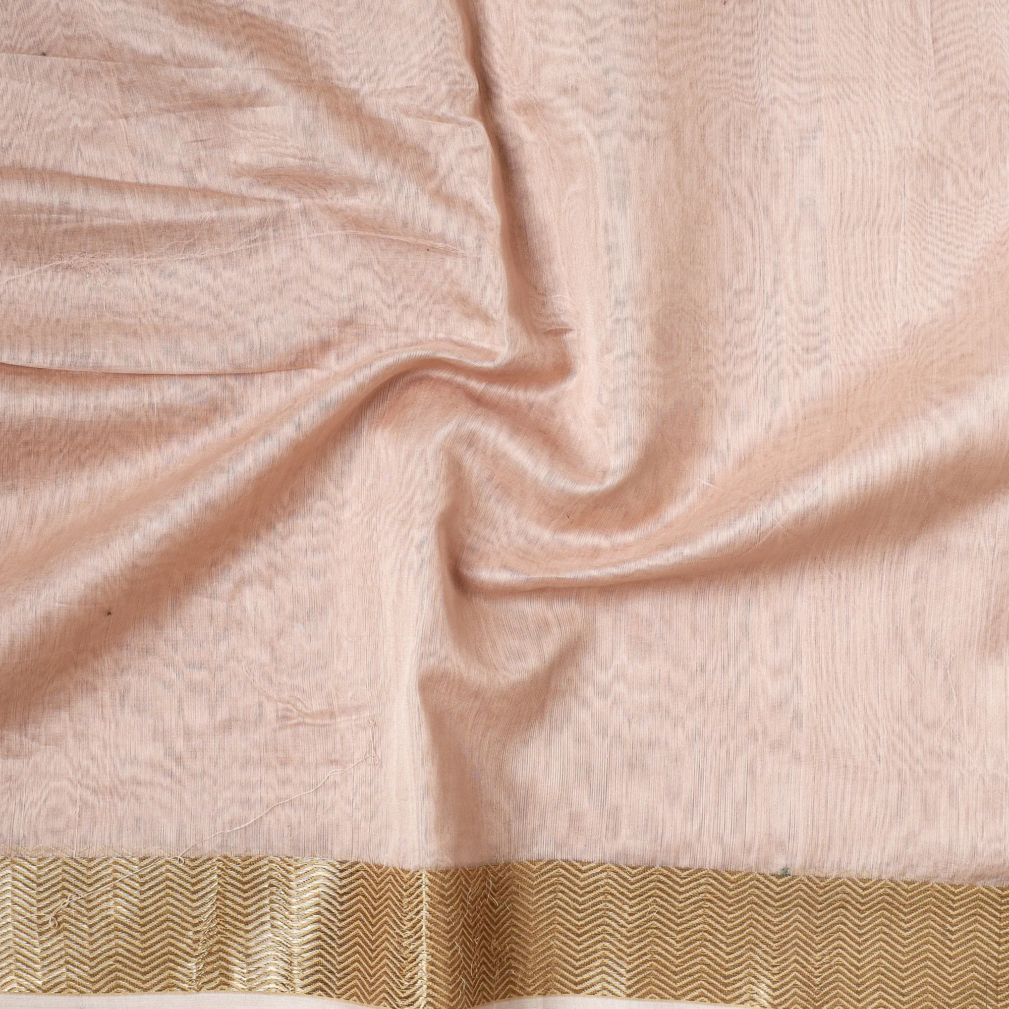 Peach - Traditional Chanderi Silk Handloom Precut Fabric (2 meter)