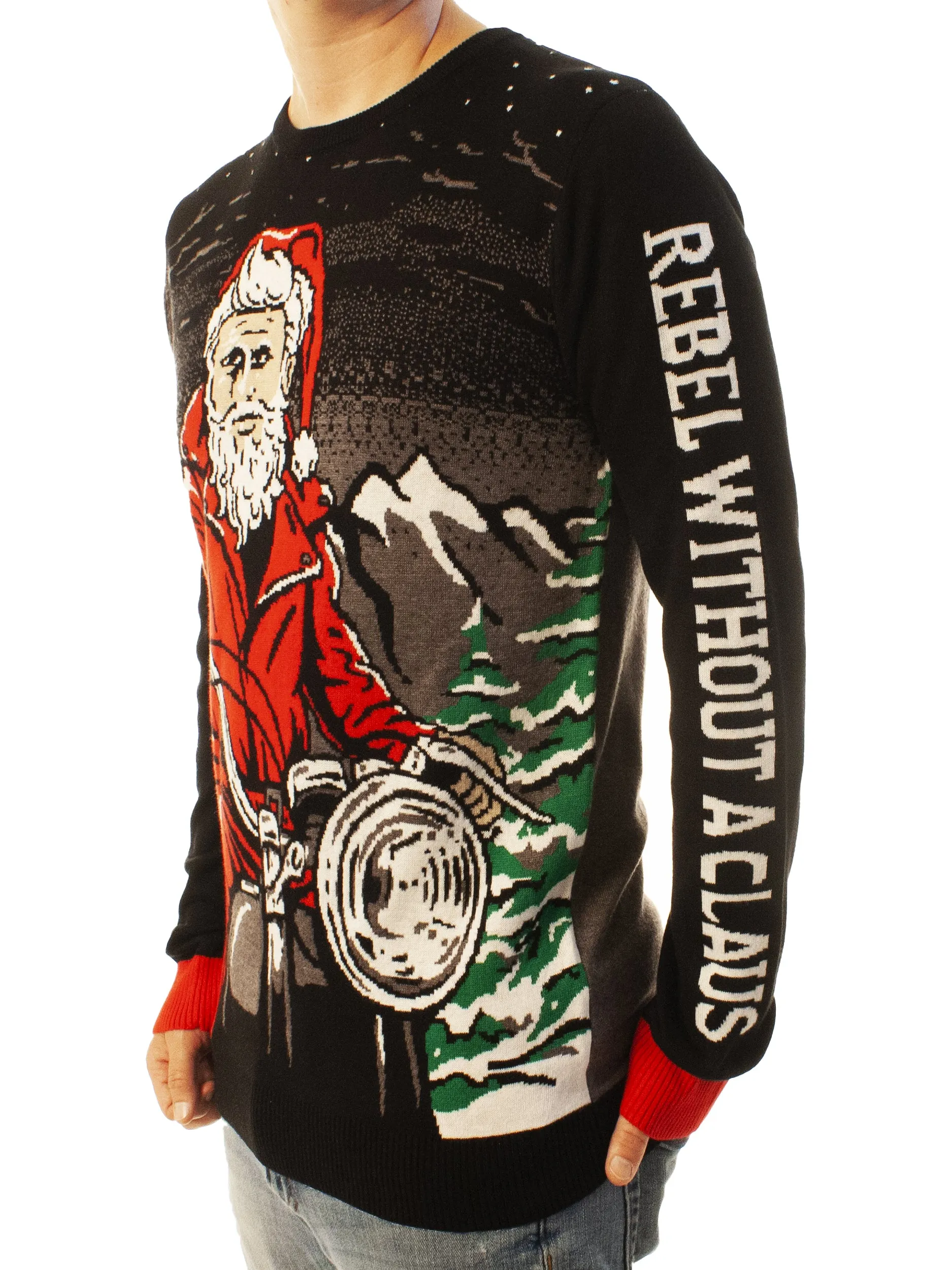 Rebel Without a Claus | Ugly Christmas Sweater For Men & Women | Unisex Sizing