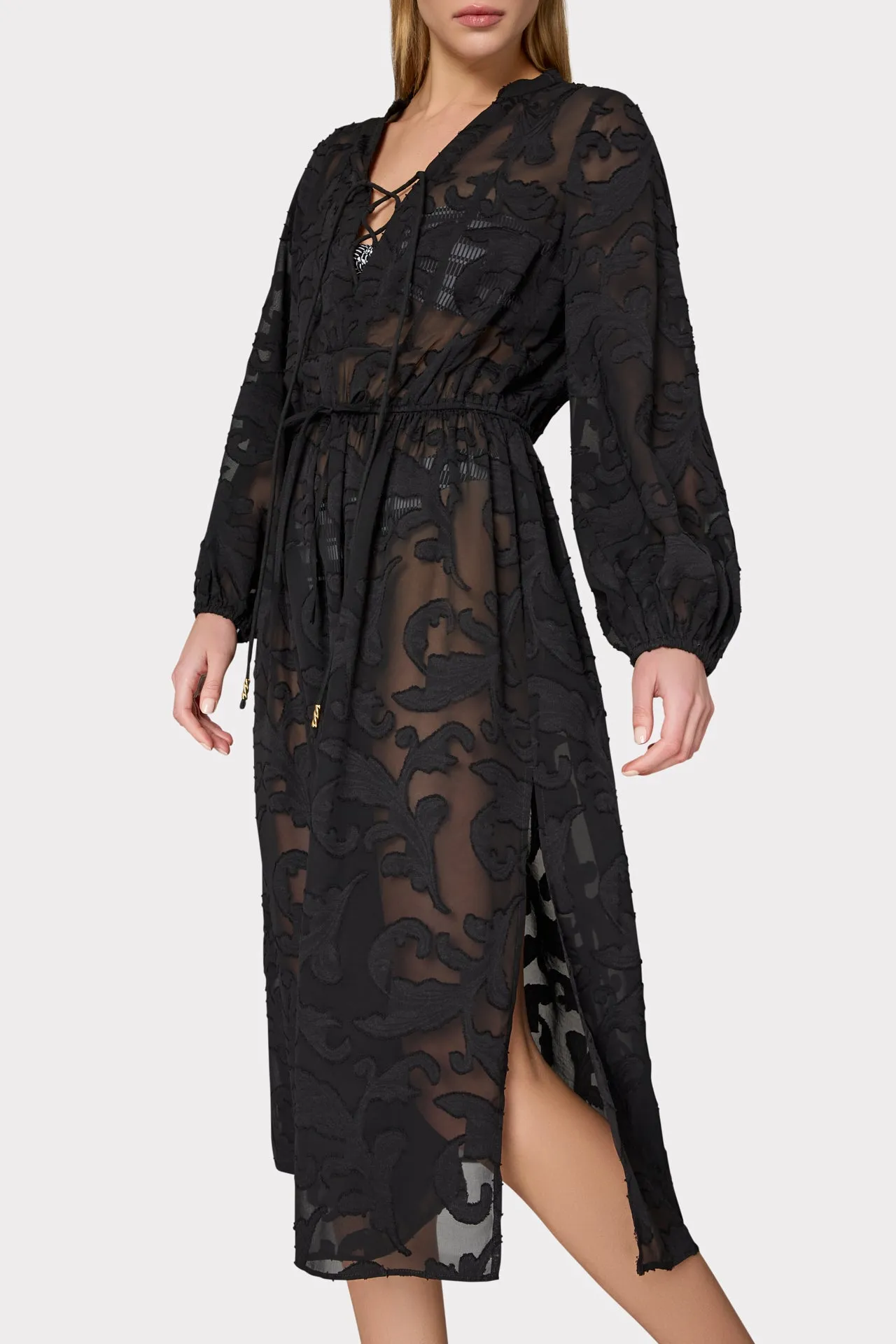 Scroll Burnout Maxi Cover-Up Dress