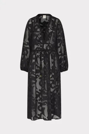 Scroll Burnout Maxi Cover-Up Dress