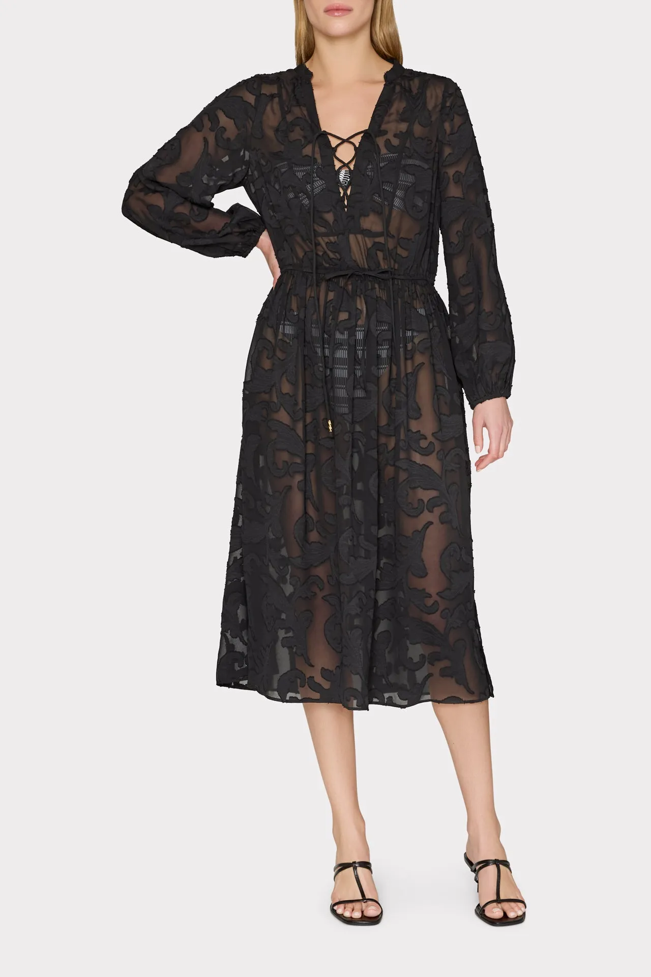 Scroll Burnout Maxi Cover-Up Dress