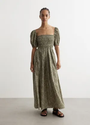 Shirred Bodice Peasant Dress
