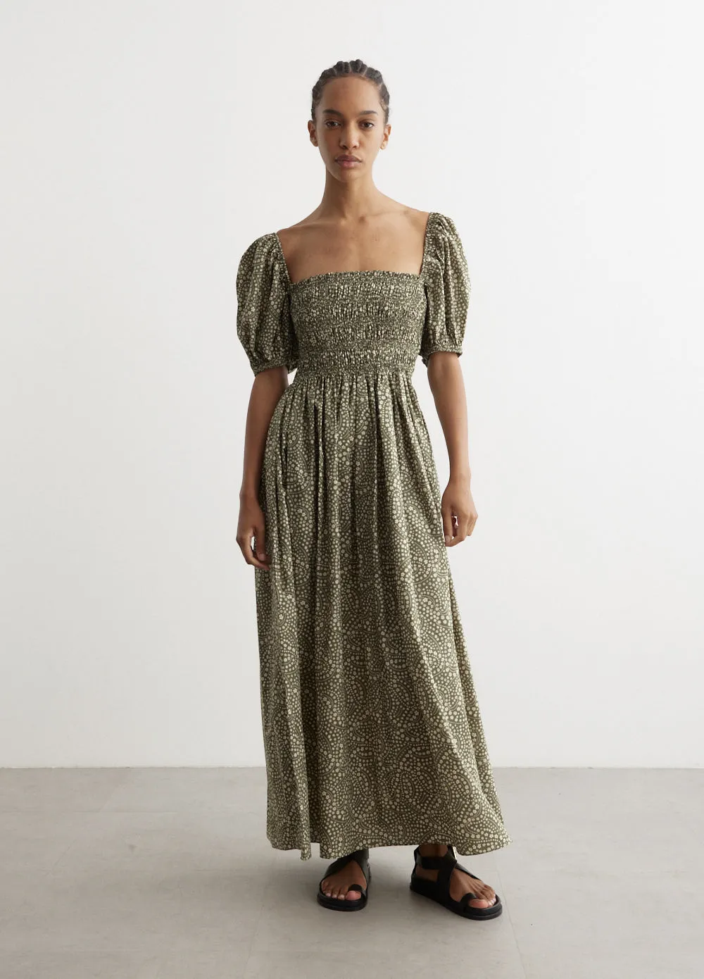 Shirred Bodice Peasant Dress