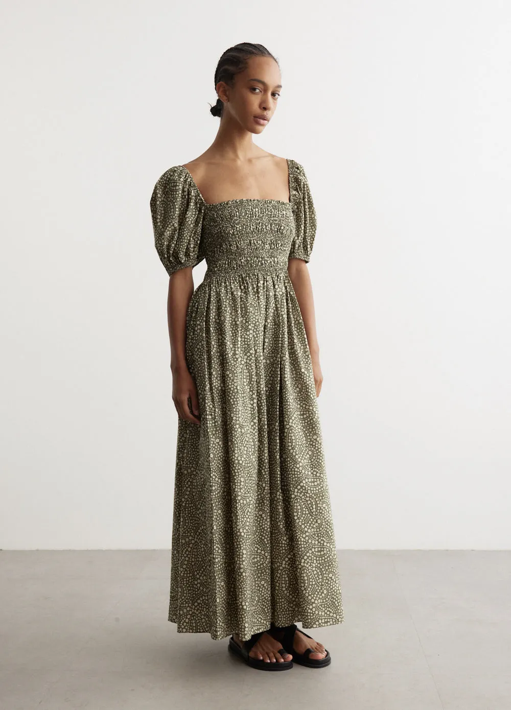Shirred Bodice Peasant Dress