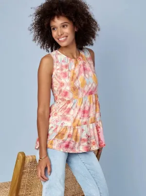 Sleeveless Lined Tiered Top [Yellovango-7706O]