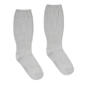 SLOUCHY CABLE SOCK | LIGHT HEATHER GREY