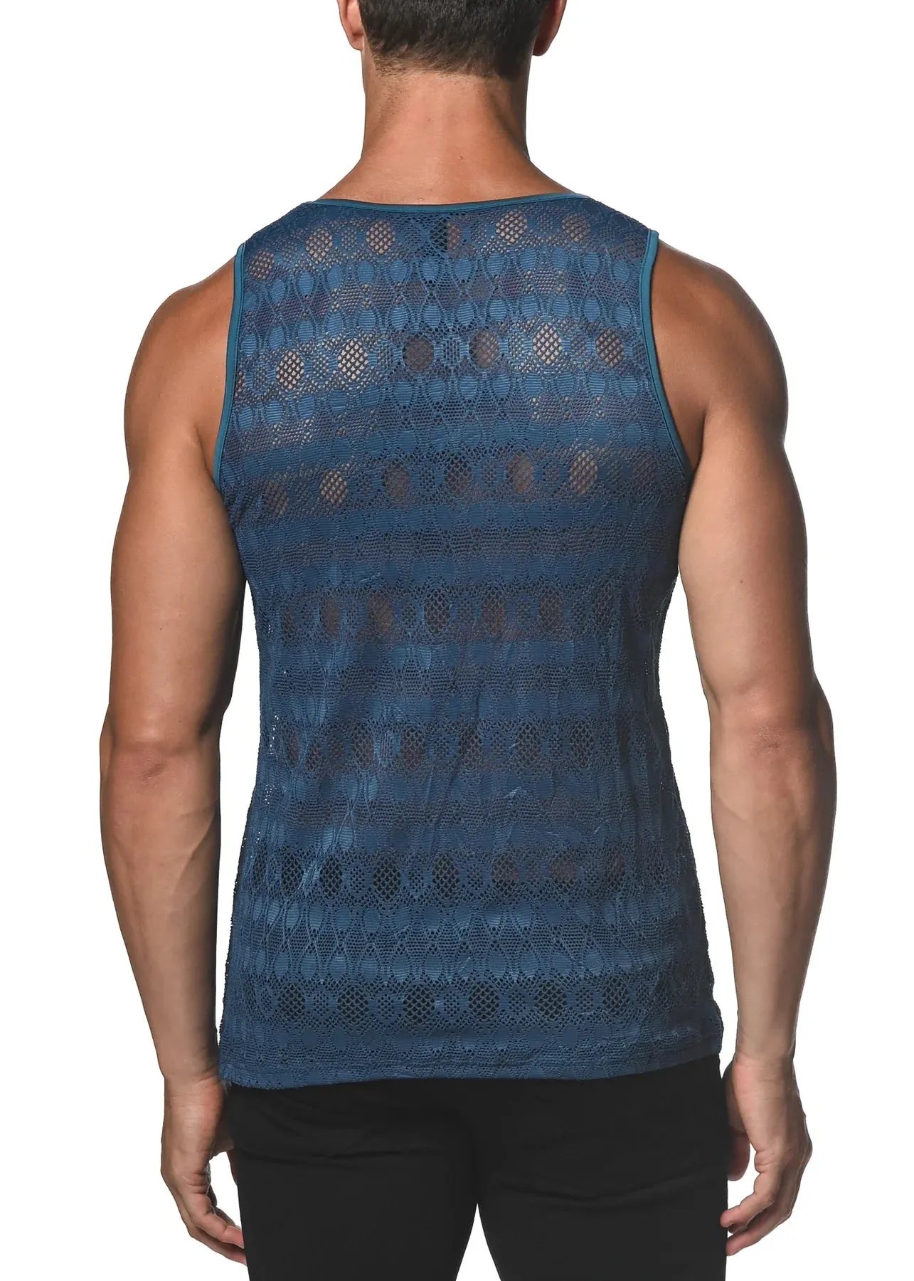 Stretch Gossamer Lace Tank-Star Sapphire